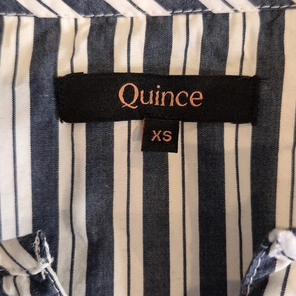 Quince 100% Organic Cotton Poplin Tiered Maxi Dress in Hudson Stripe, Small - Picture 10 of 13